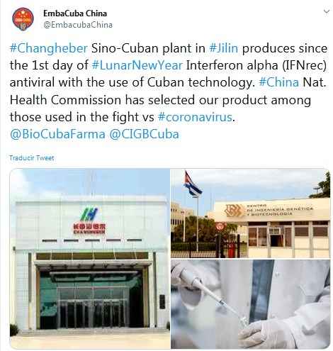 Cuba combate cononavirus en China