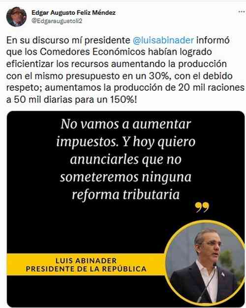 incumbente de Comedores Economicos desmiente al presidente Luis Abinader