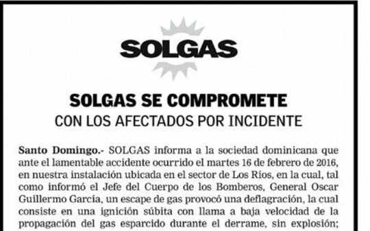 SOLGAS Comunicado